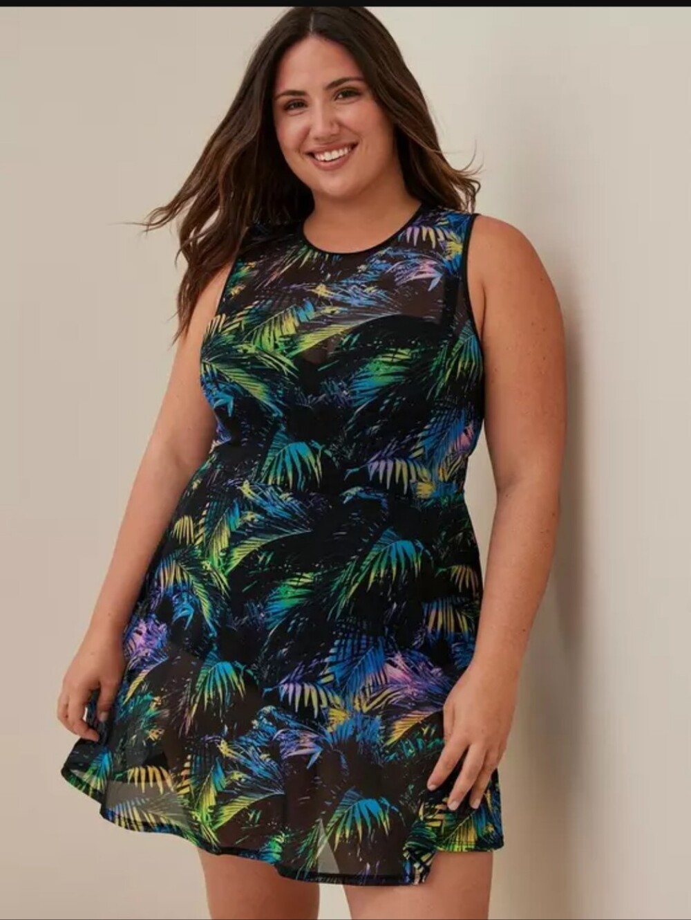 Torrid Long Mesh Overlay Swim Dress Size 4 D/DD VACAY
